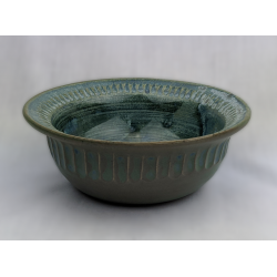 Small fluted slate green bowl