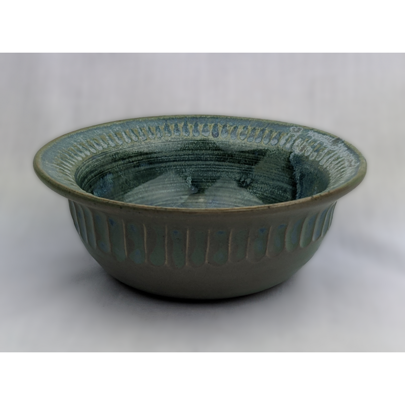 Small fluted slate green bowl