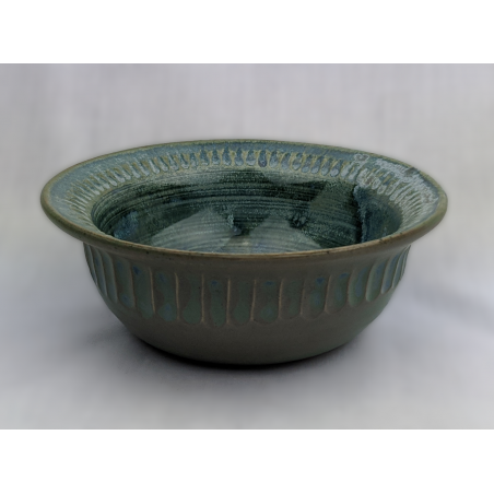 Small fluted slate green bowl